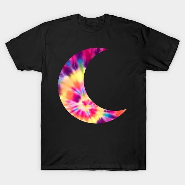 Tie Dye Crescent Moon Sticker T-Shirt by aterkaderk